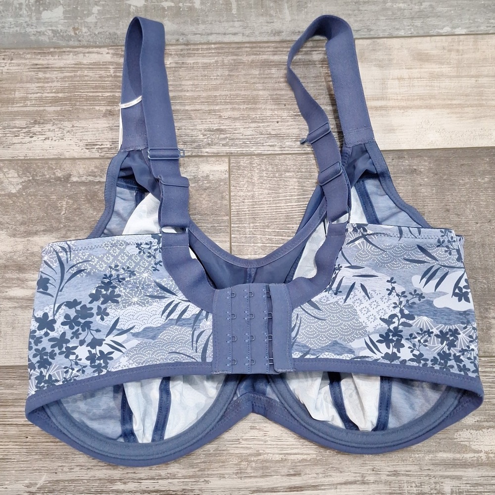 Elomi Energise Sports Bra 34K EL8042 Vintage Denim Floral Underwire J-Hook - Picture 3 of 5